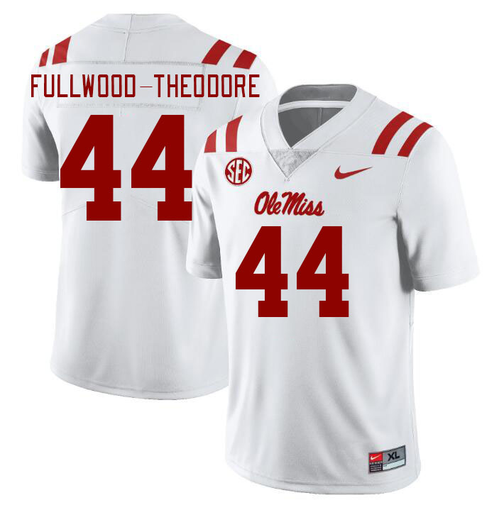 Men #44 Nyseer Fullwood-Theodore Ole Miss Rebels College Football Jerseys Stitched Sale-White